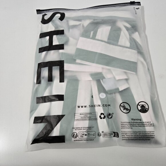 Shein Women's Color Block Stripe Print Long Sleeve Shirt in Green/White- Size XL - Picture 4 of 6